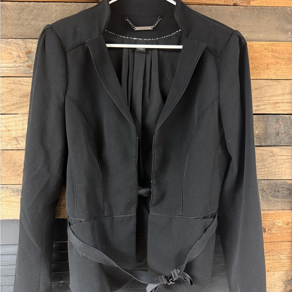 White House Black Market Black Tailored Blazer with Waist Tie